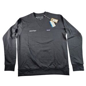 Mens Black Patagonia Crewneck Sweatshirt Organic Cotton Casual Pullover Top